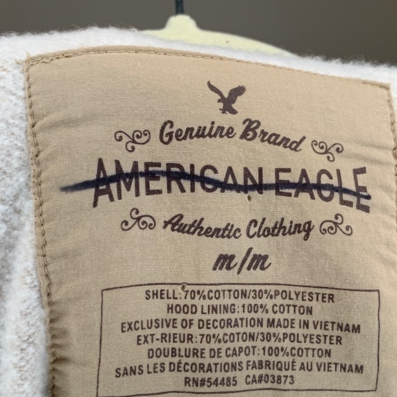 American Eagle V Neck Hoodie Tan Size Medium - Picture 8 of 8